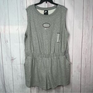 Nike 2x Romper Jumpsuit  Gray Embroidered Snap Button Shoulder Standard NEW